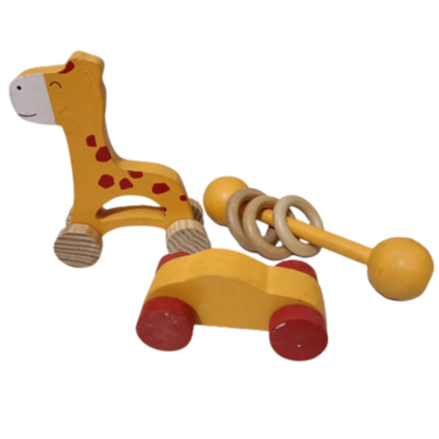 Wooden Toys (Giraffe, Rattle & Car)