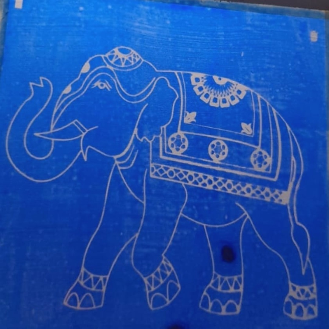 New Elephant rangoli stencil in 9 by 9 inch