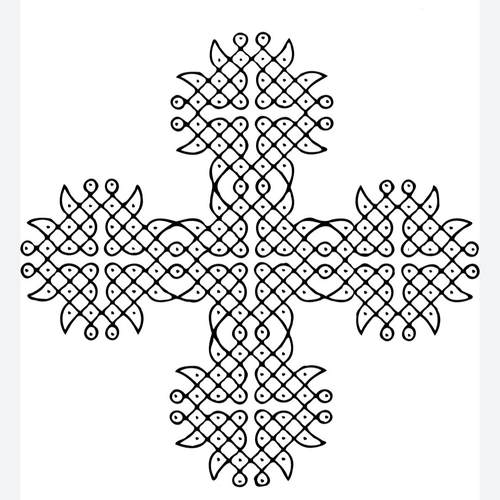 New kolam design 3 in 9 by 9 inch