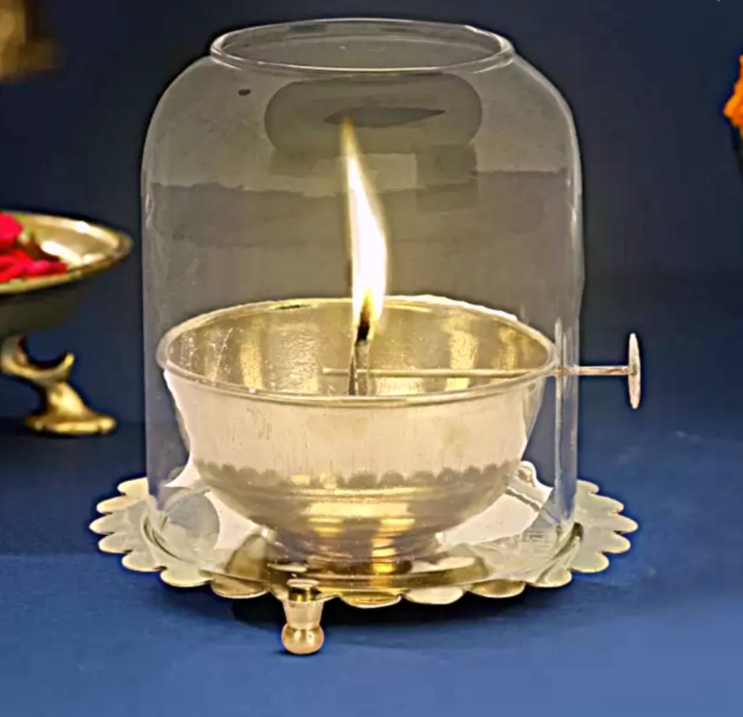 Akhand diya available with glass and screw