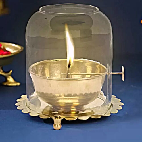 Akhand diya available with glass and screw
