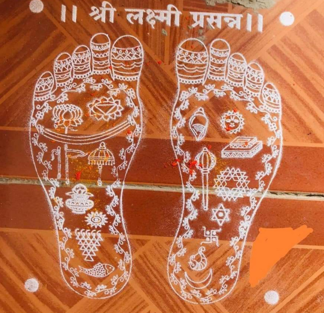 lakshmi pada 9 by 9 inch rangoli stencil