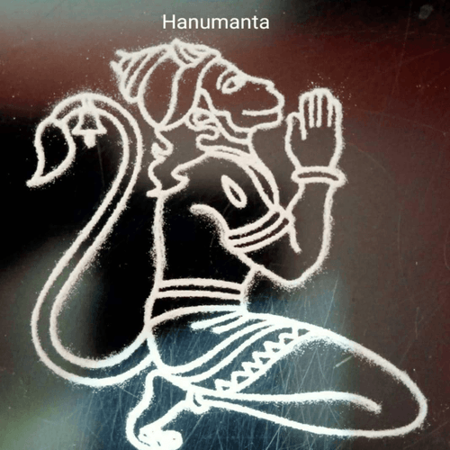 Anjaneyahanuman rangoli stencil 5 by 5 inch