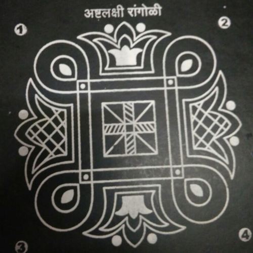 Wooden Stencil - Ashtalaxmi Rangoli of 9 by 9 inch