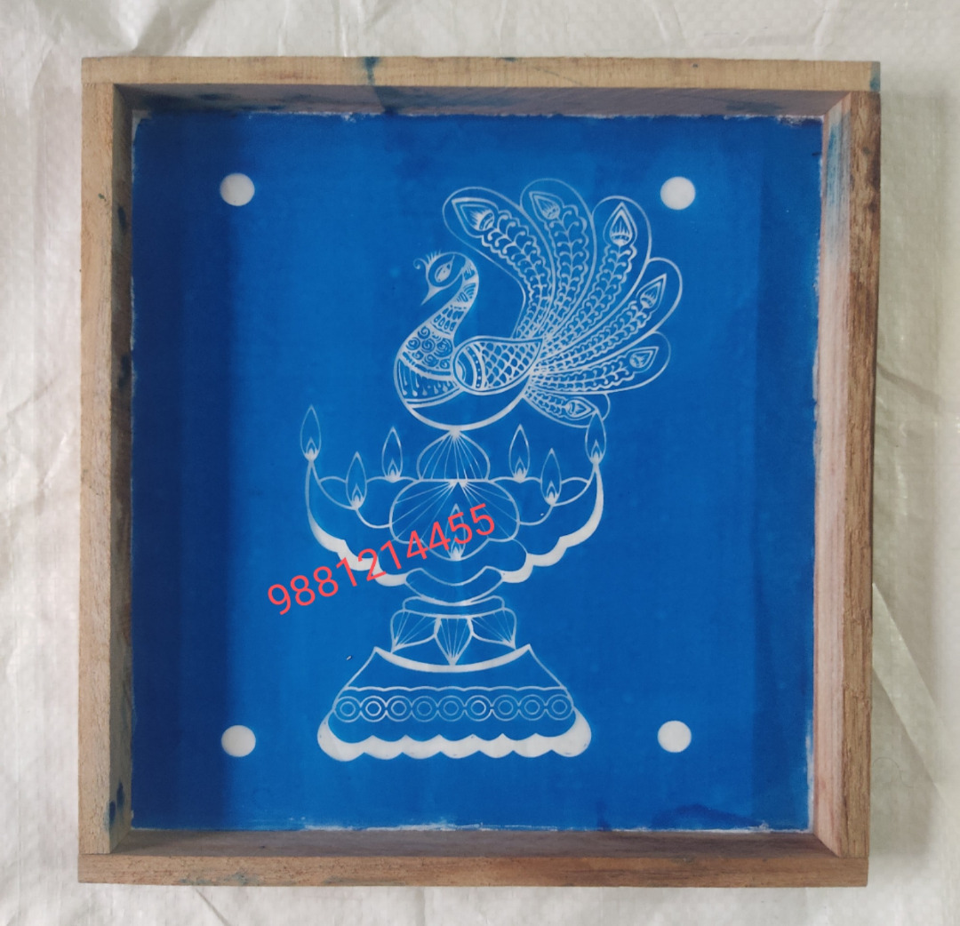 peacock Diya /samai wooden Rangoli stencil 