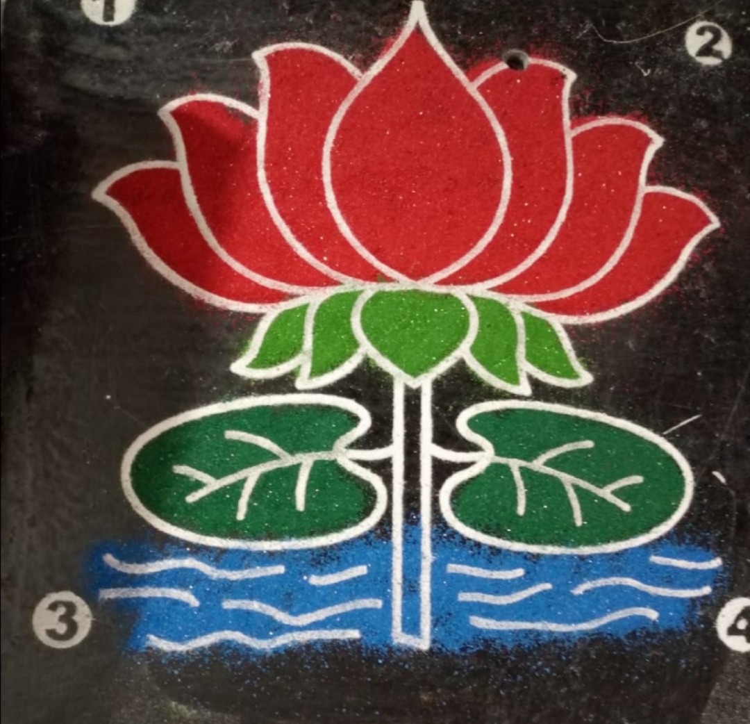 Lotus rangoli stencil small size 5 by 5 inch