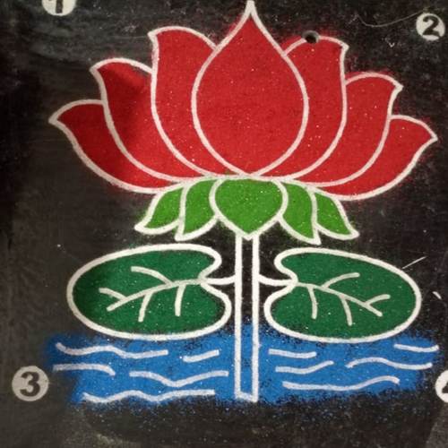 Lotus rangoli stencil small size 5 by 5 inch
