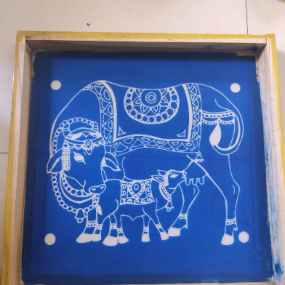 New cow and baby Rangoli Stencil 