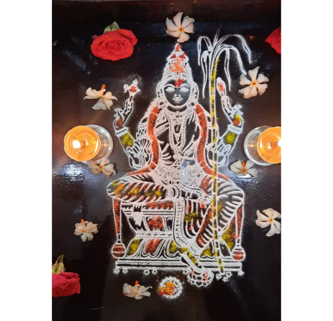 Rajrajeshwari Goddess rangoli stencil 