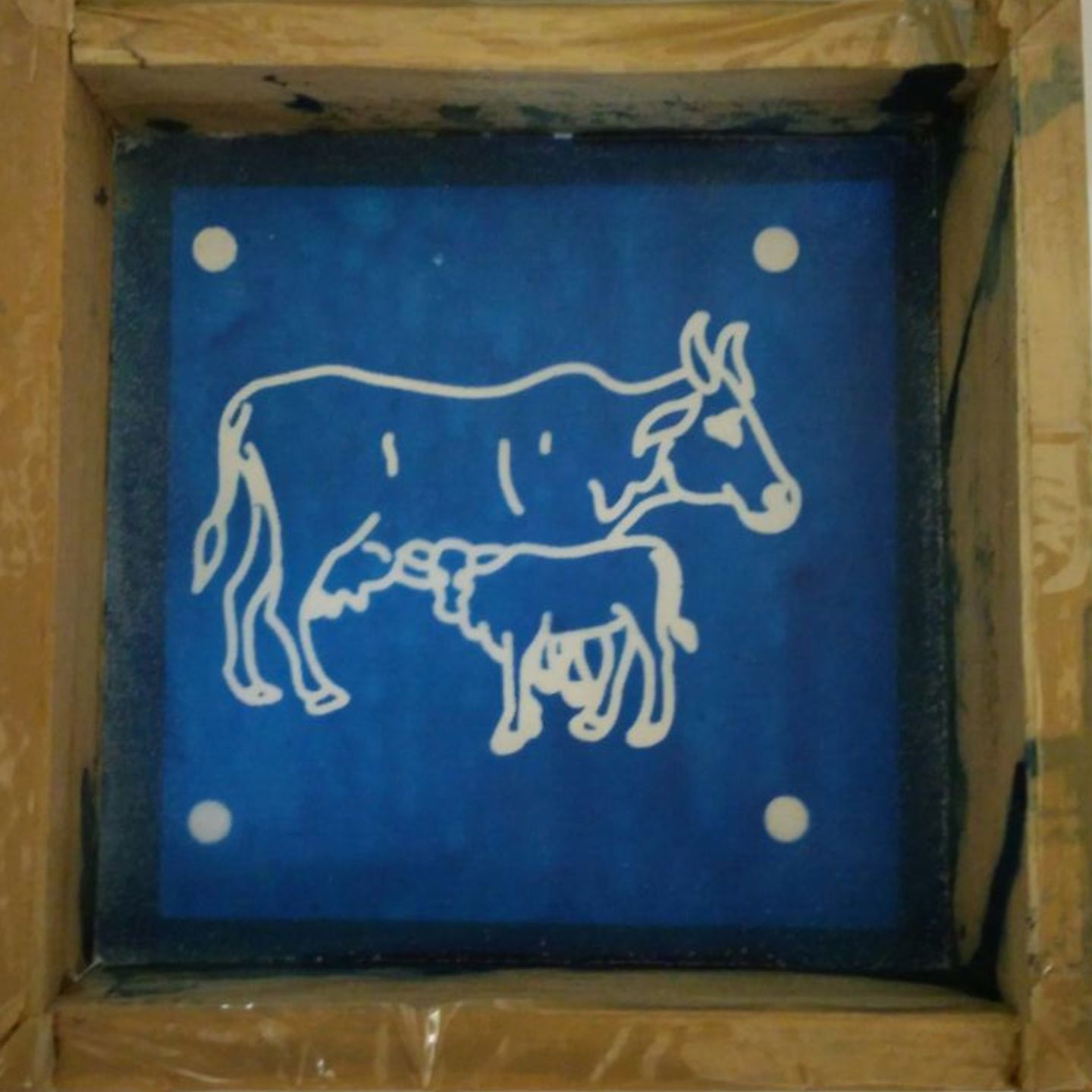 Wooden Rangoli stencil of cow of 5 by 5 inch