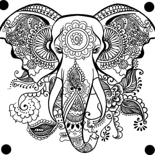 elephant design in big 12 by 12 inch