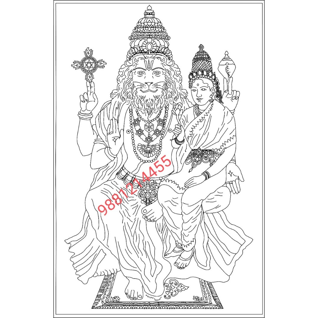 Narsimha with goddess on lap 10 by 14 inch