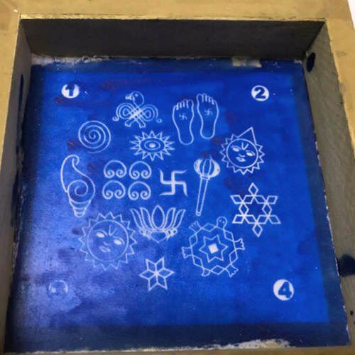wooden chaitrangan small 5 by 5 inch rangoli stencil
