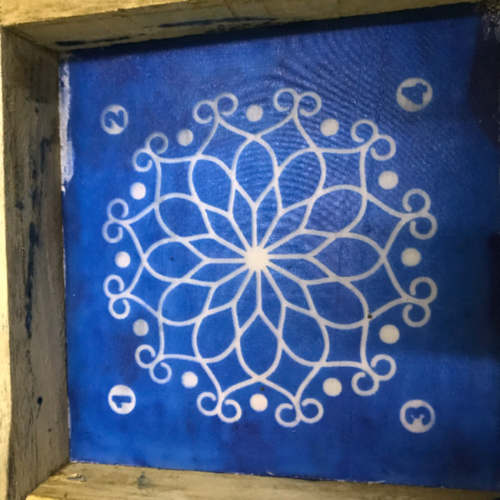 wooden small 5 by 5 inch rangoli stencil