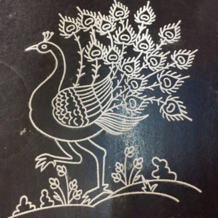 MeArtist peacock wooden Rangoli stencil of 9 by 9 inch 