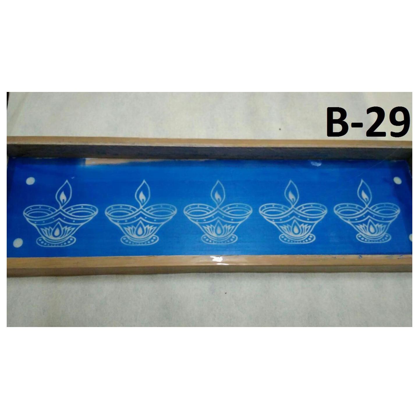 wooden rangoli stencil of kamal panti border of 17 by 5 B-29