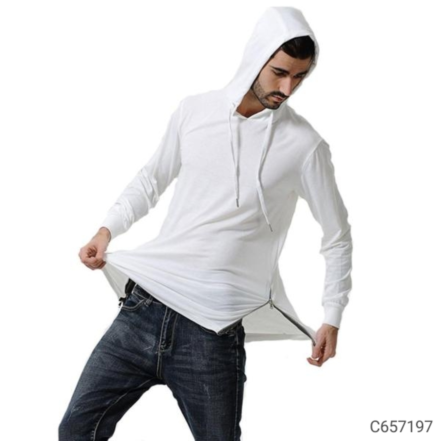 White Cotton Solid Hoodies