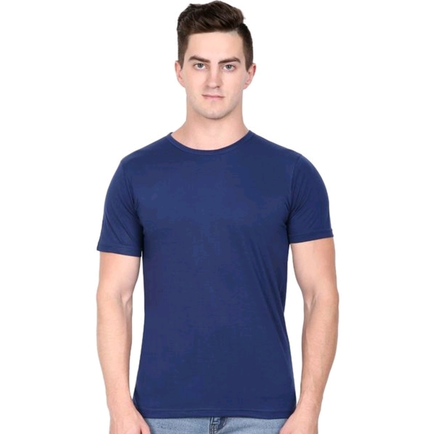 Mens 100 Cotton Biowash Round Neck Blue T-Shirts