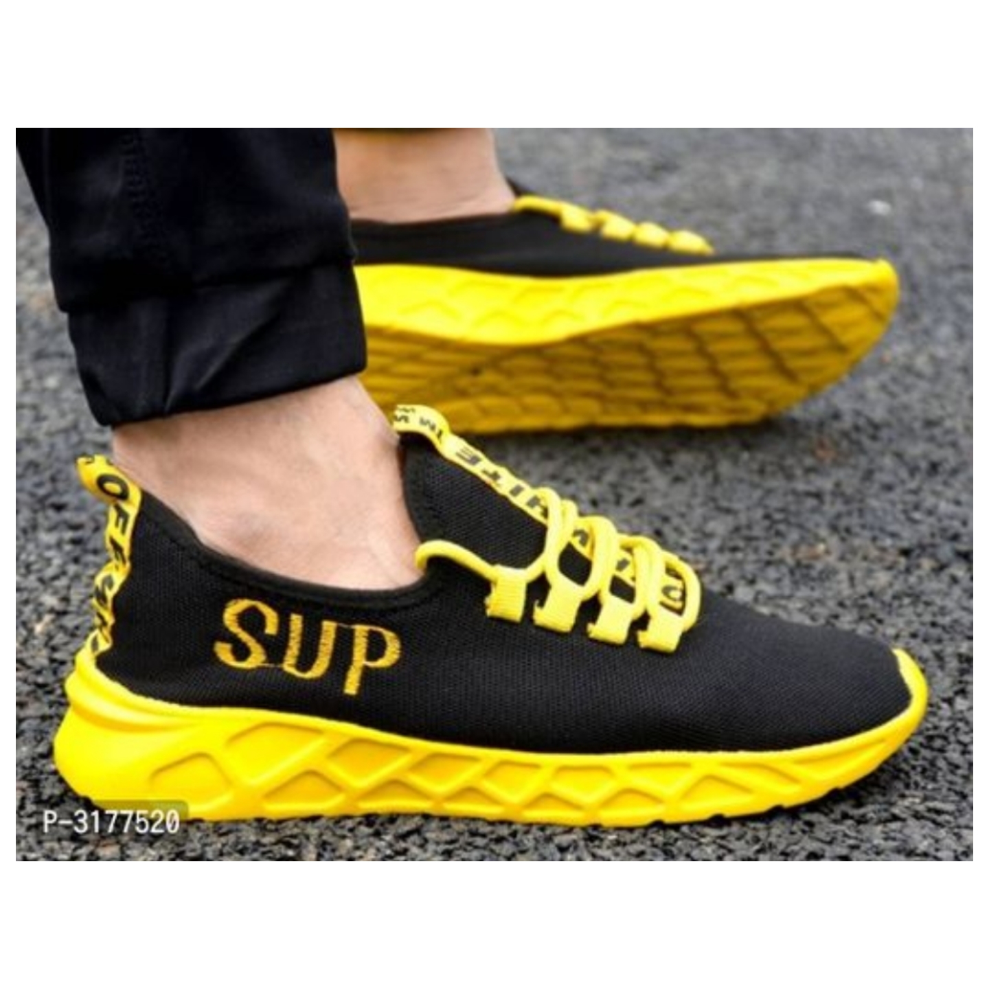 Ultra Lite Trendy Yellow Black Sports Sneaker