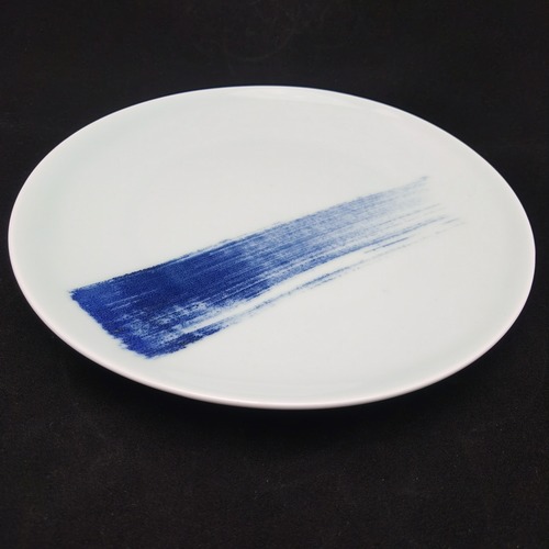 China Blue Brush Stroke Round Plate - 330mm