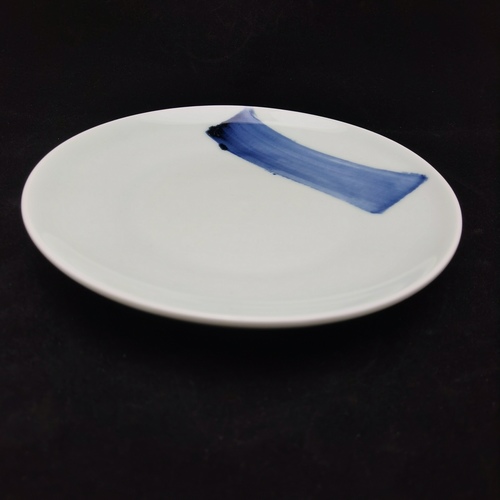 China Blue Brush Stroke Round Plate - 210mm