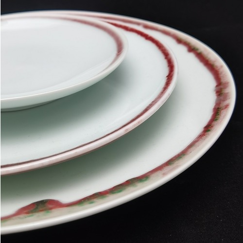 Under-glaze Red Basic Round Plates - 210mm