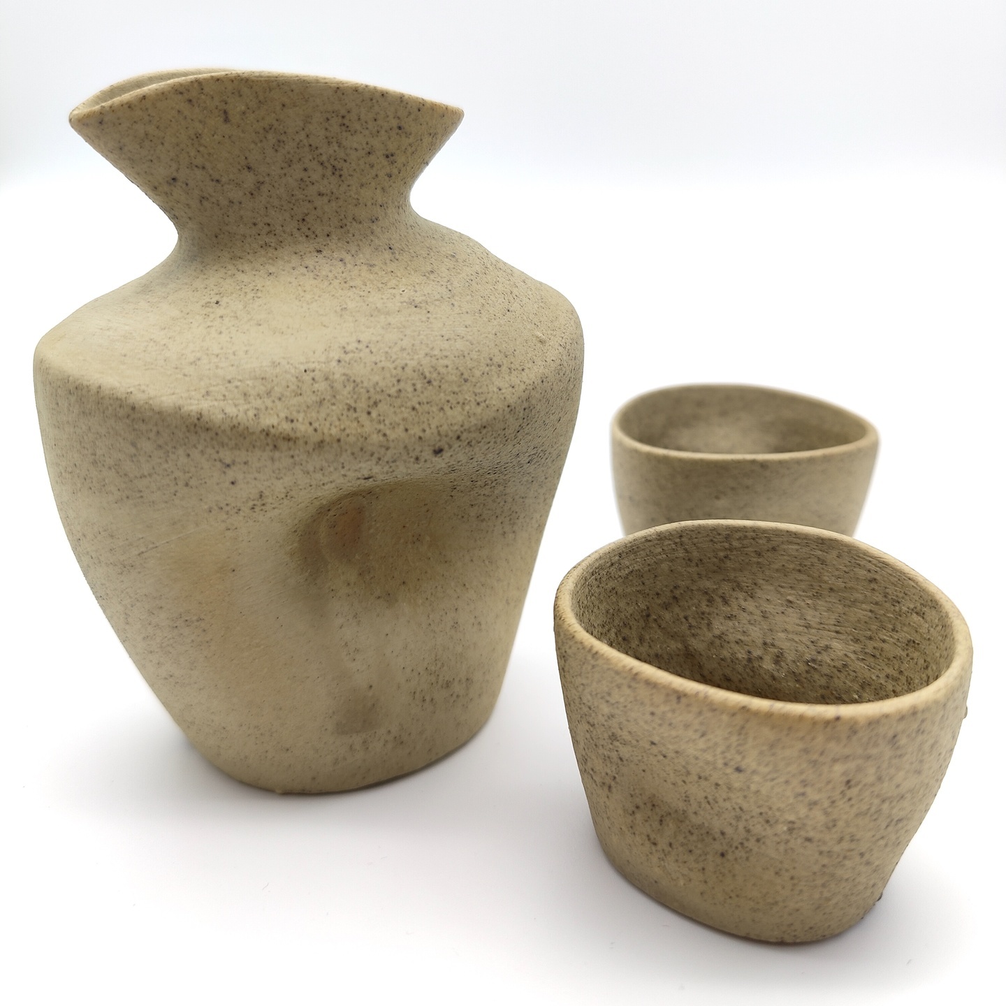Semi-Stoneware Thumb Print Sake Set