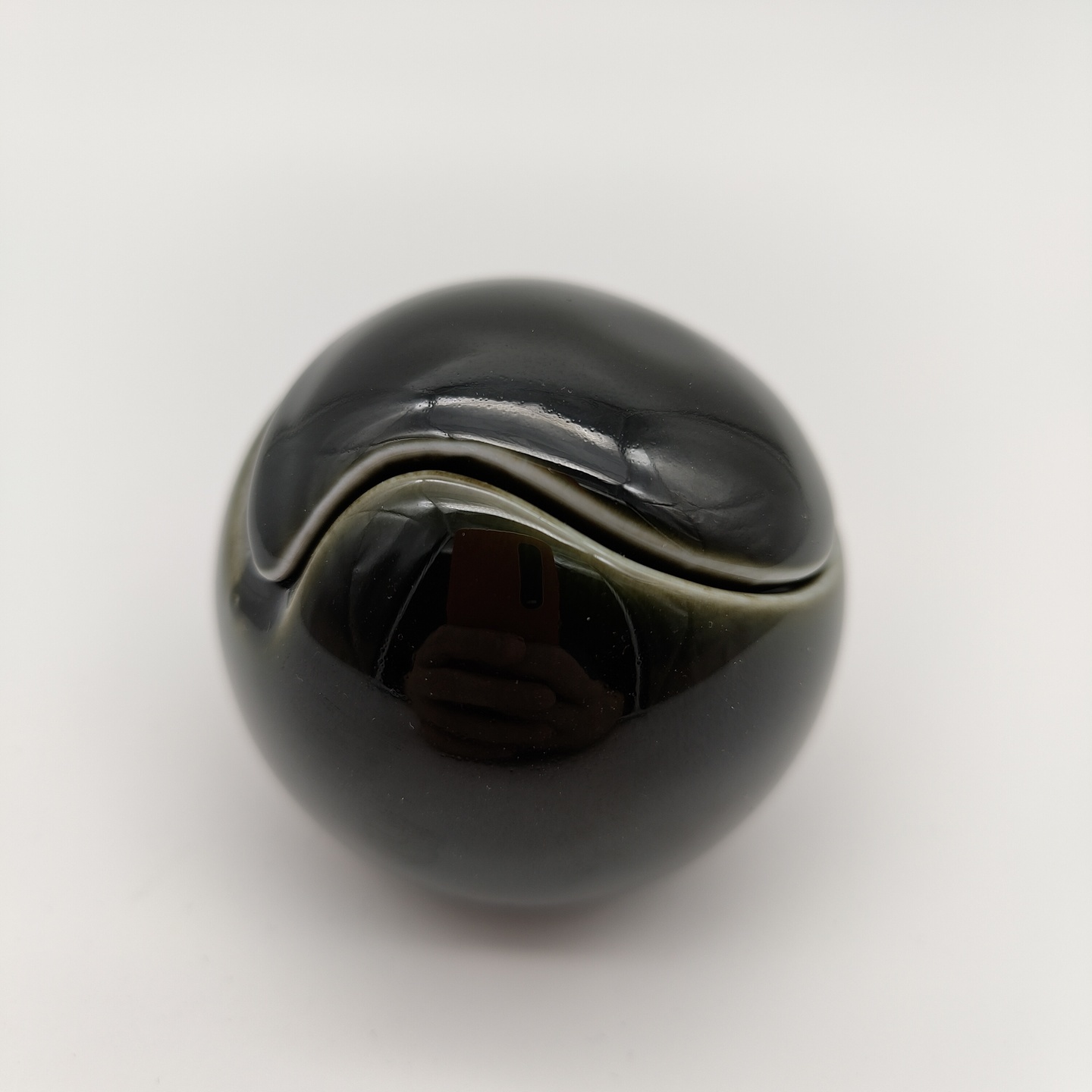 Black & White Tai-Chi Miniature Vases-Black Glaze