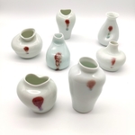 Underglazed Red Seven Fortunes Vase Set