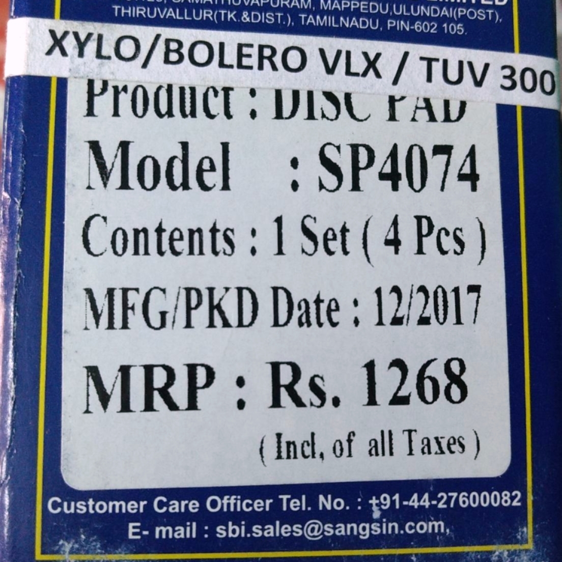 BOLERO VXLTUV300XYLO BRAKE PADS