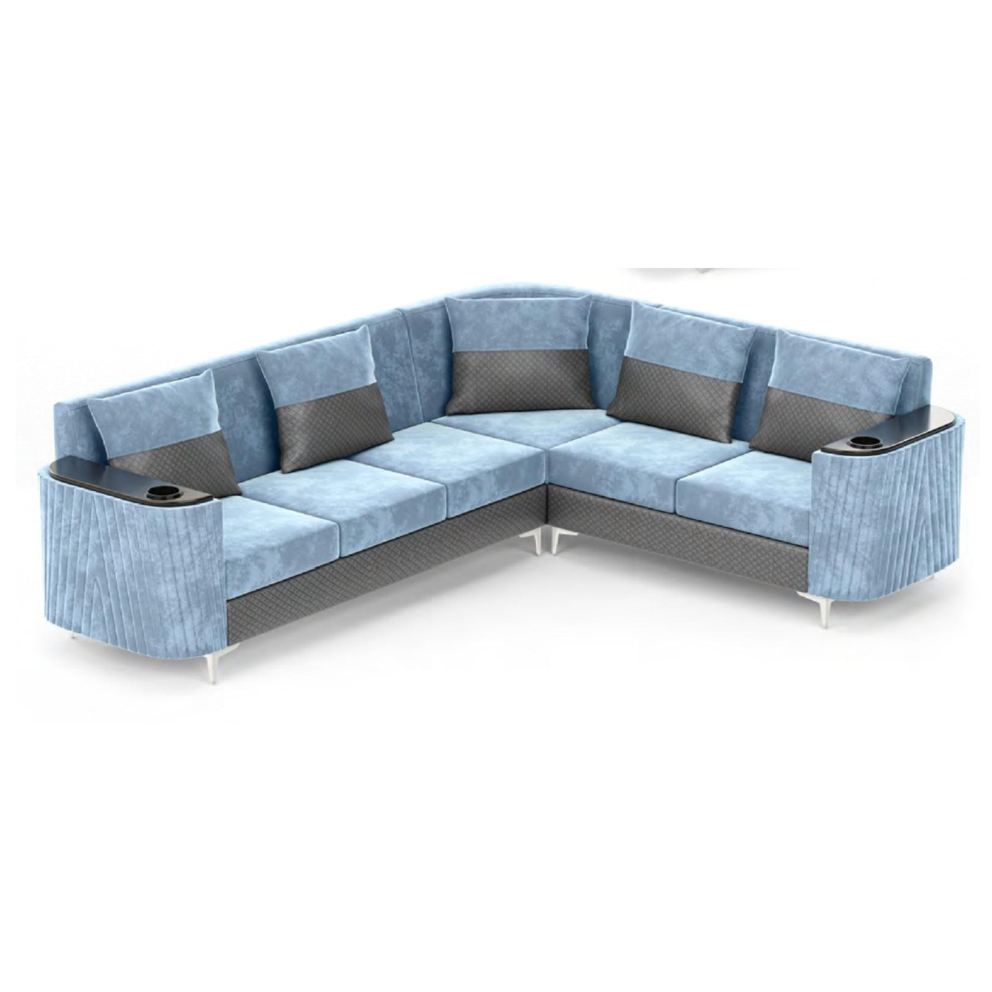 RLF Corner Sofa Set DD-520 In Blue  Colour