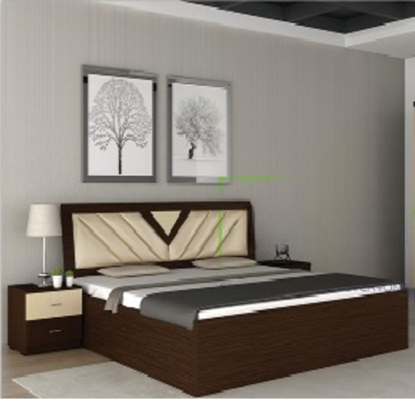 CFA Queen Size Bed With Manual Vega In Brown Colour