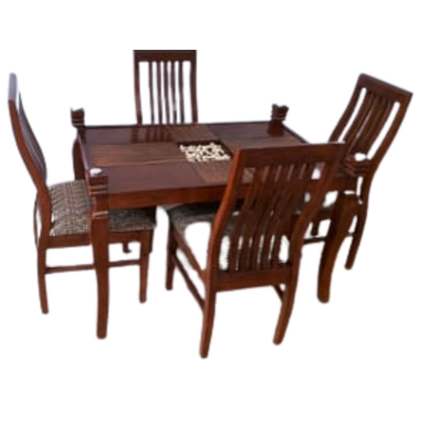 DW Glass Top L-002 Six Seater Dining Table Set in Brown Colour