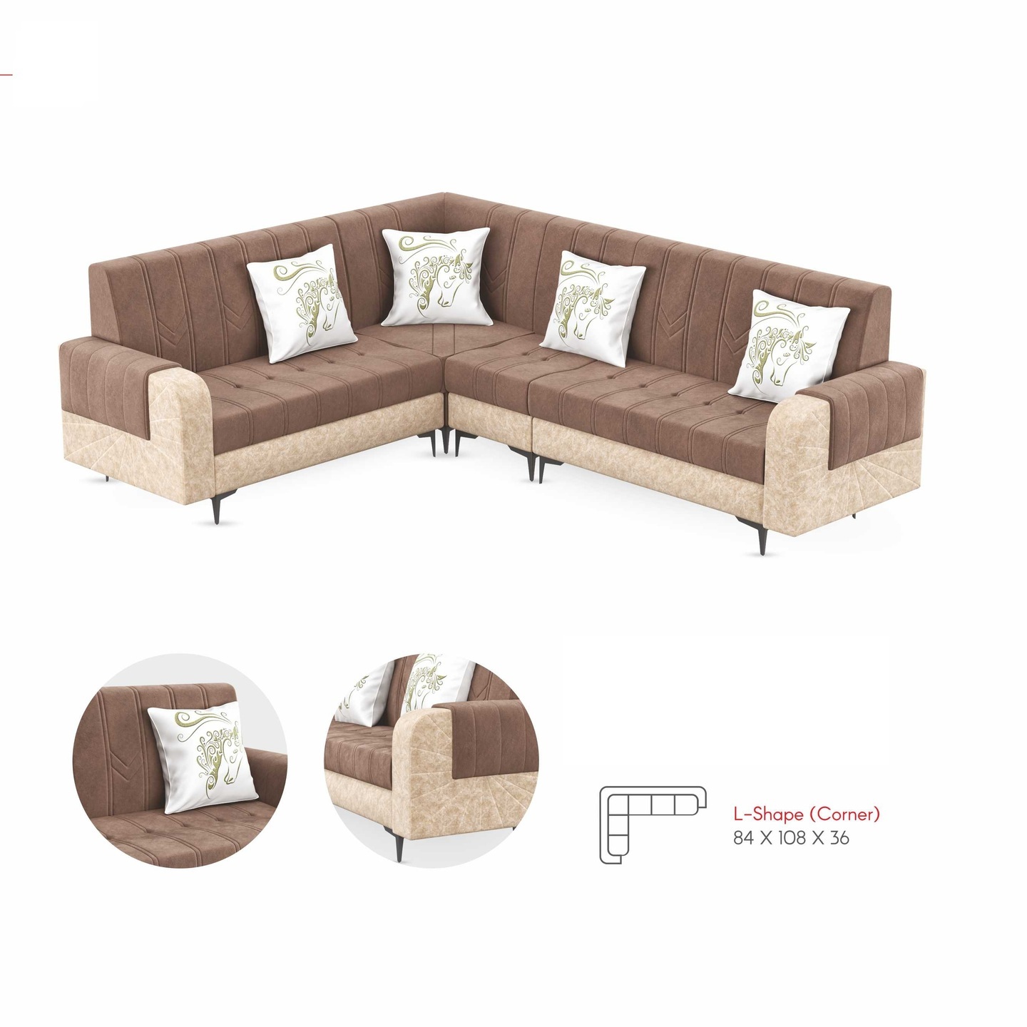 RLF Corner Sofa Set C-06 In Brown Colour