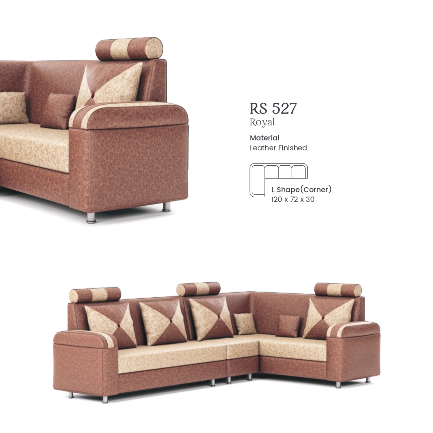 RLF Corner Sofa Set DD-527 In Brown Colour