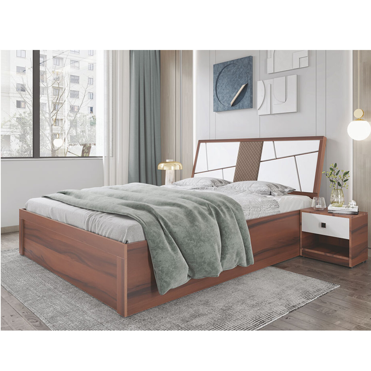 RLF Queen Size Bed 78"x60" Prime In Brown Colour