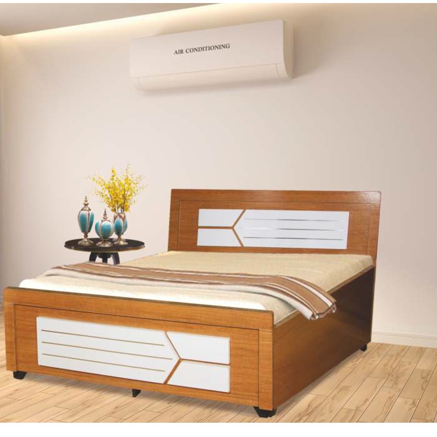 HS Yasmit Bed Size 72x 72 In Colour Brent Wood White