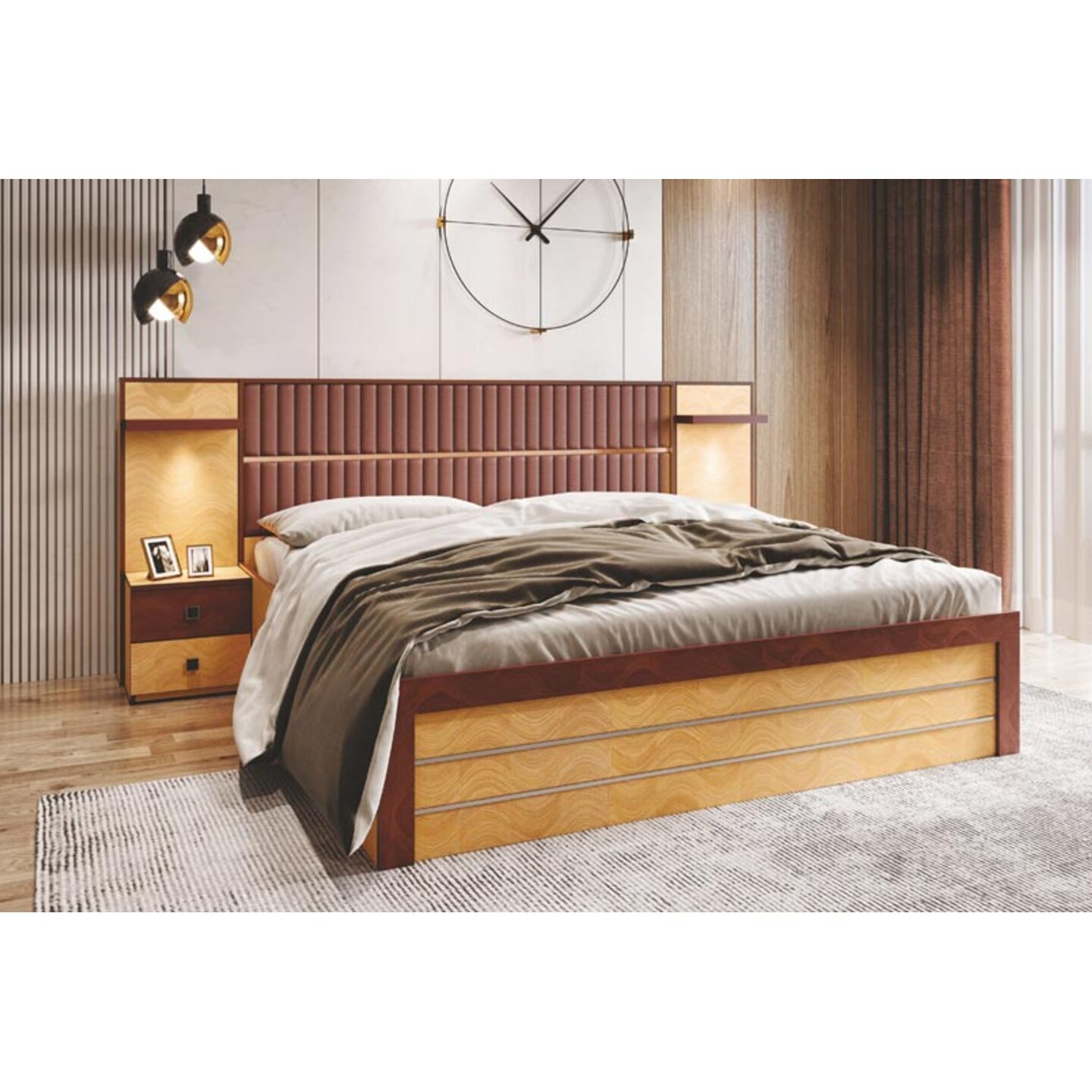 RLF King Size Bed 78"x72" Platium In Brown Colour
