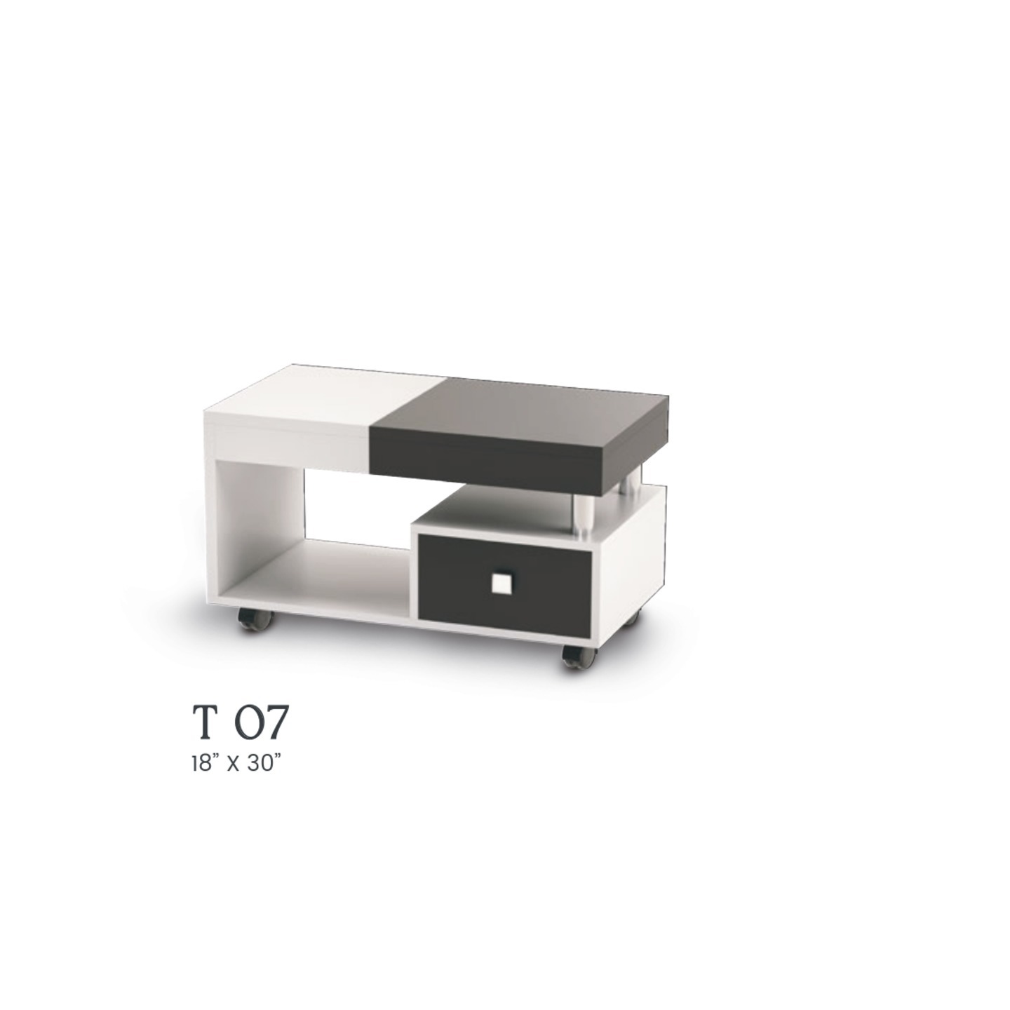 RLF Center Table T-07 With 1 Drawer In Black & White Colour