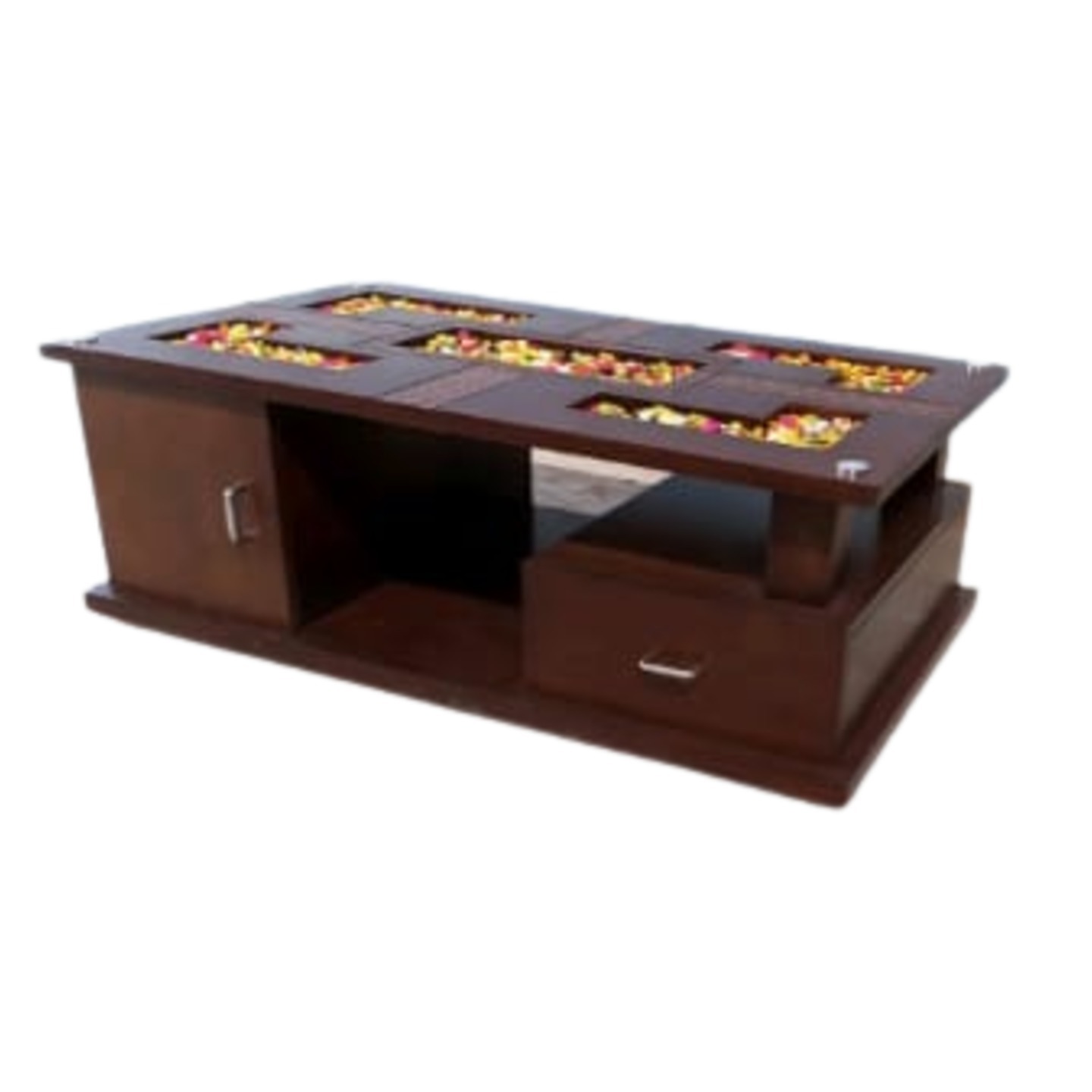 DW Center Table C-08 Chatai In 2 Drower In Brown Colour