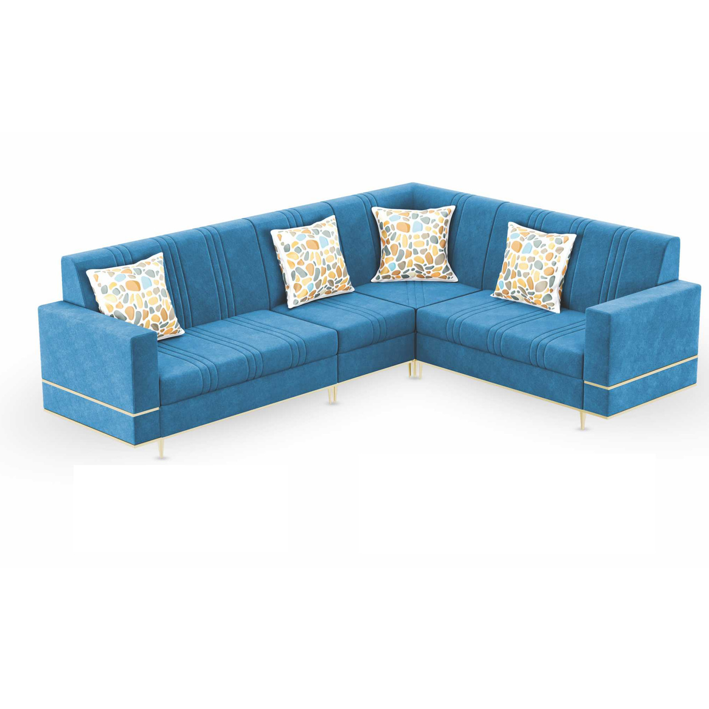 DDF Corner Sofa Set C-05 In Blue  Colour