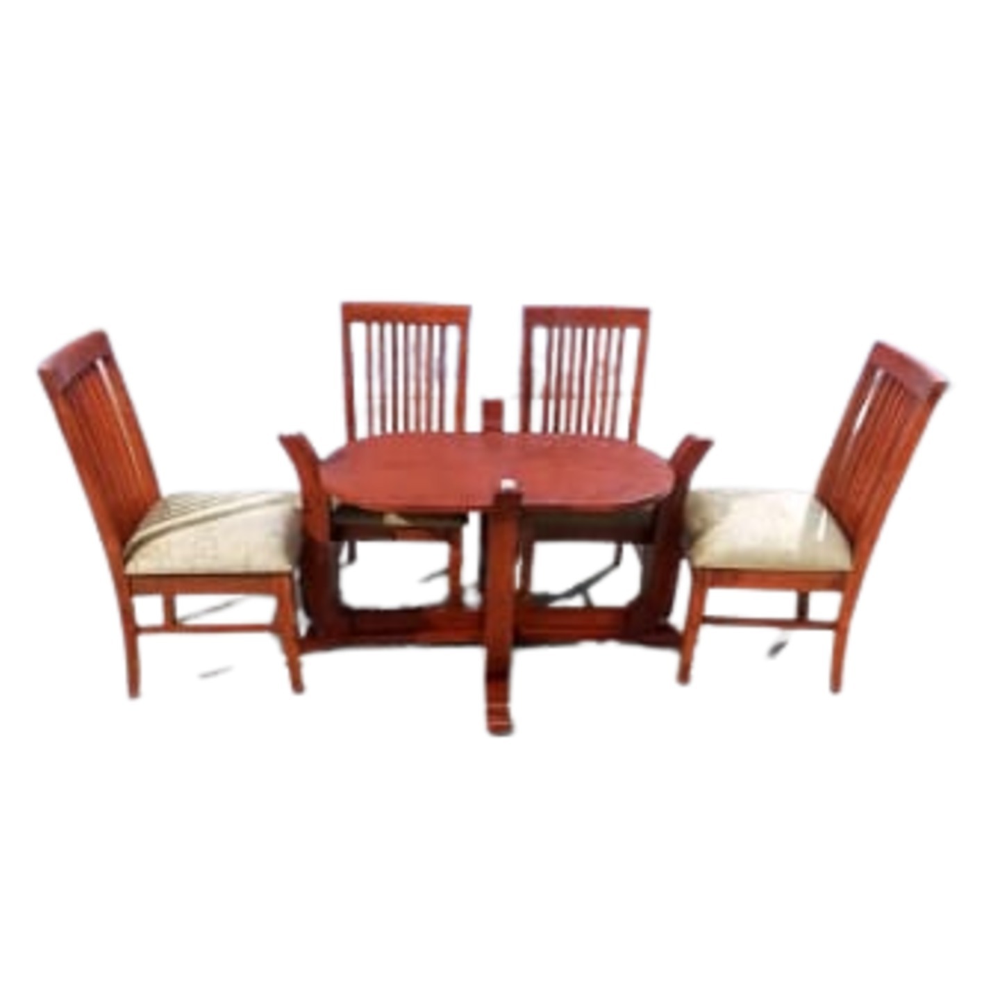 DW Glass Top L-004 Six Seater Dining Table Set in Brown Colour