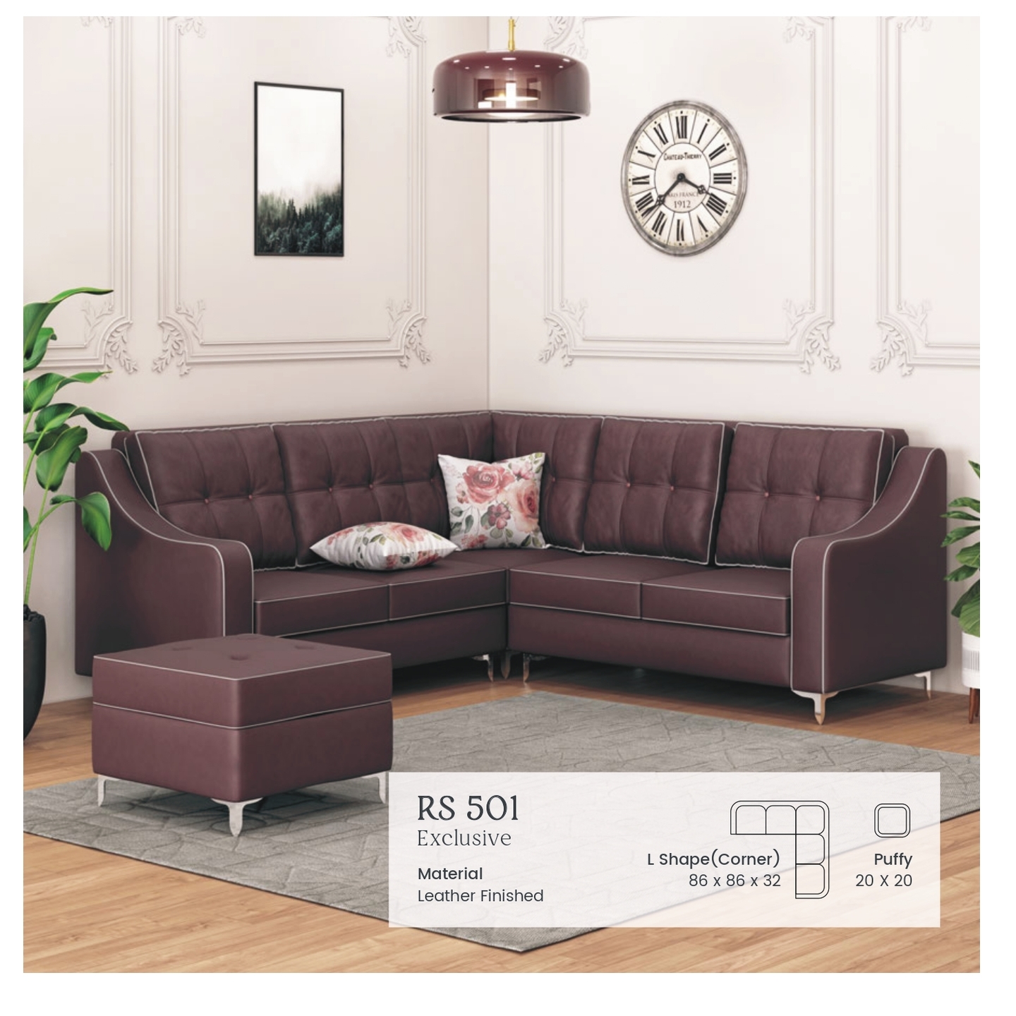 RLF Corner Sofa Set DD-501 In Brown Colour