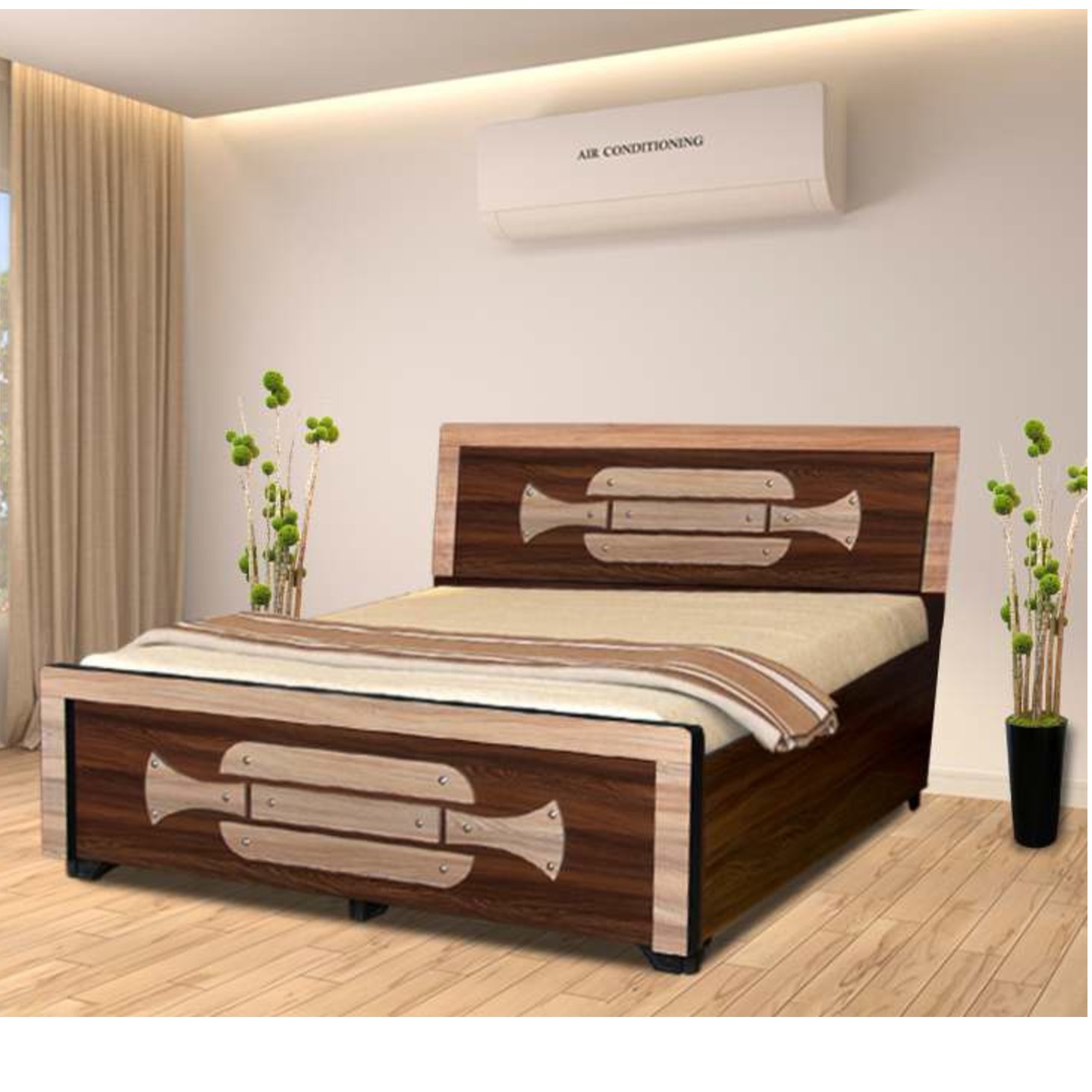 HS Badshah Bed Size 72x 72 In Colour Light Dark Brown