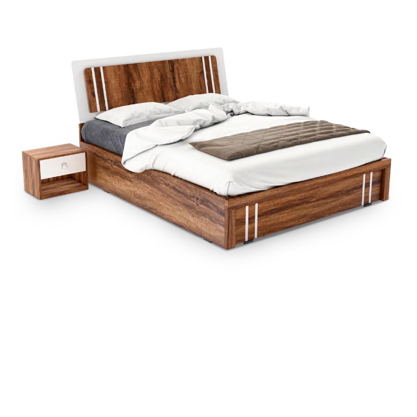RLF King Size Bed 78"x72" Revine In Brown Colour