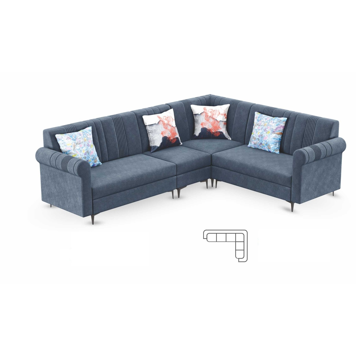 DDF Corner Sofa Set C-04 In Grey  Colour