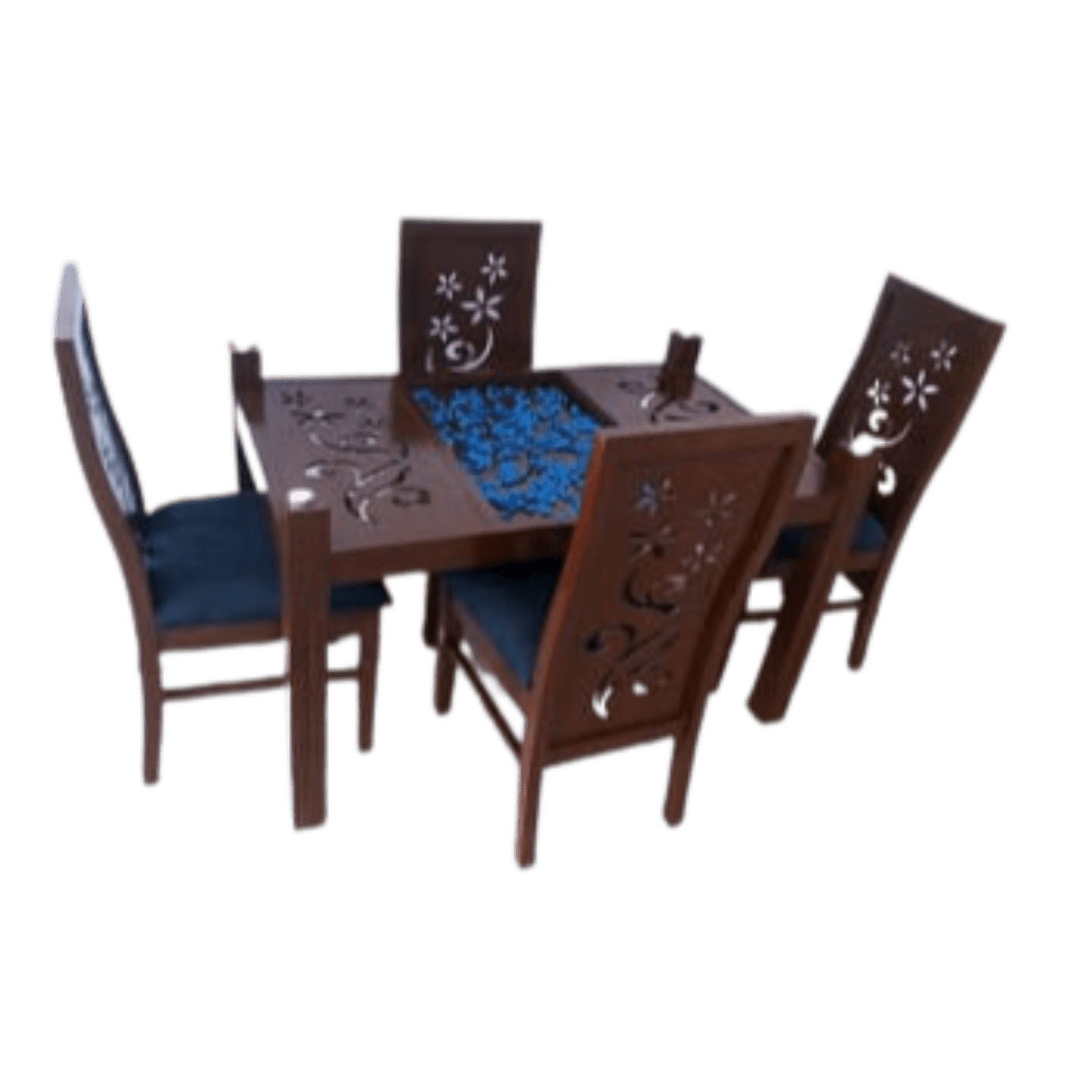 DW Marble Top L-001 Six Seater Dining Table Set in Brown Colour