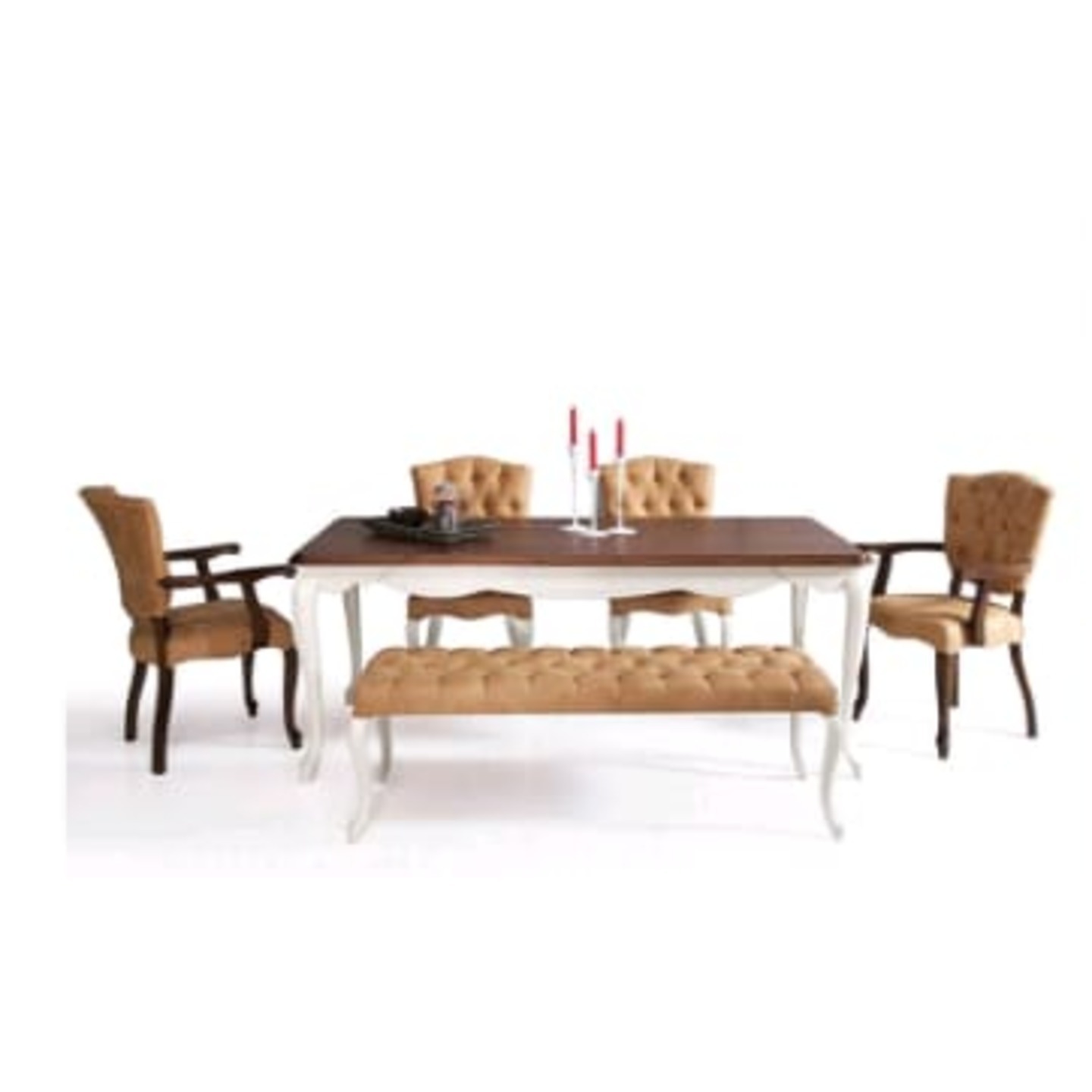 DW Marble Top H-005 Four Seater Dining Table Set in Brown Colour
