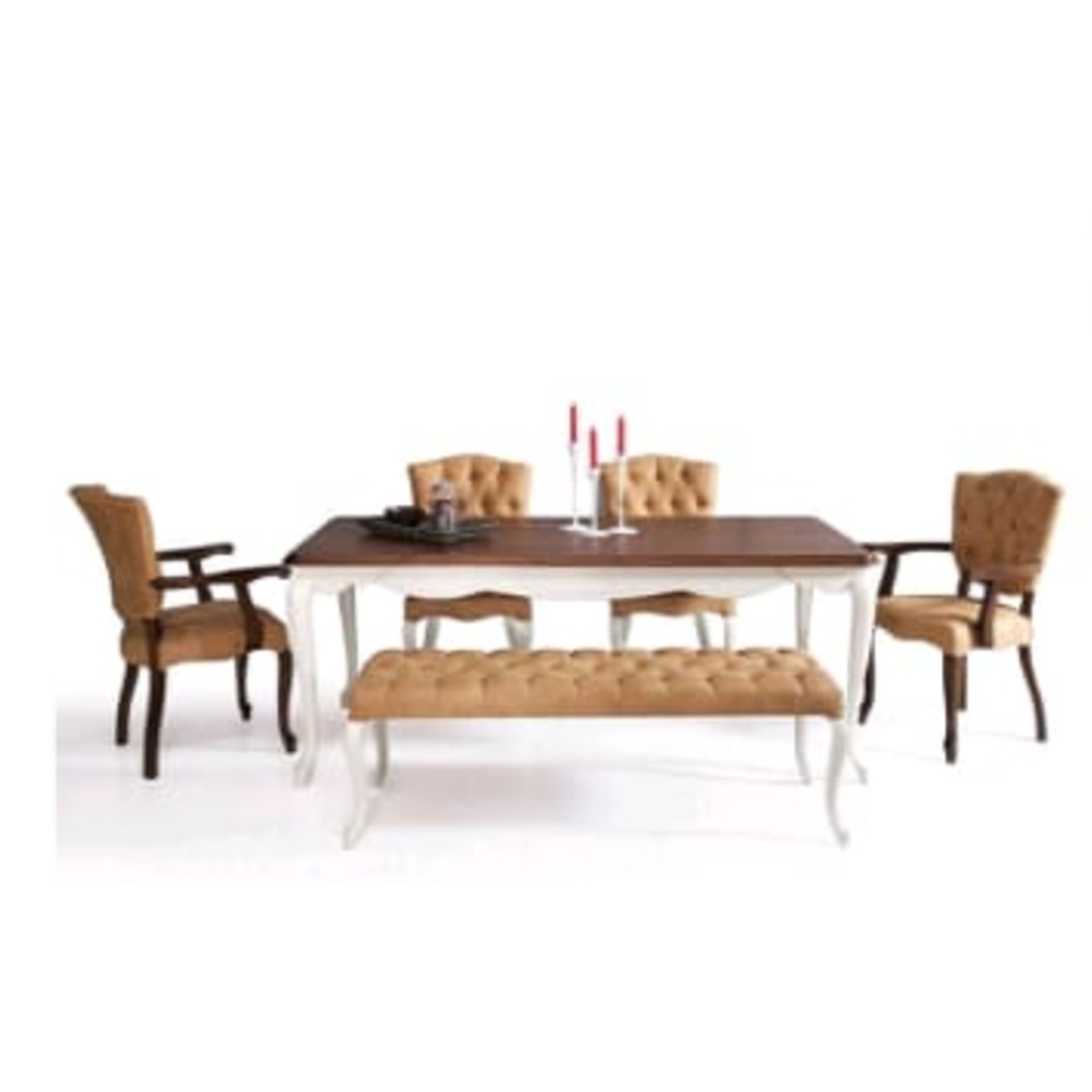 DW Marble Top H-005 Six Seater Dining Table Set in Brown Colour