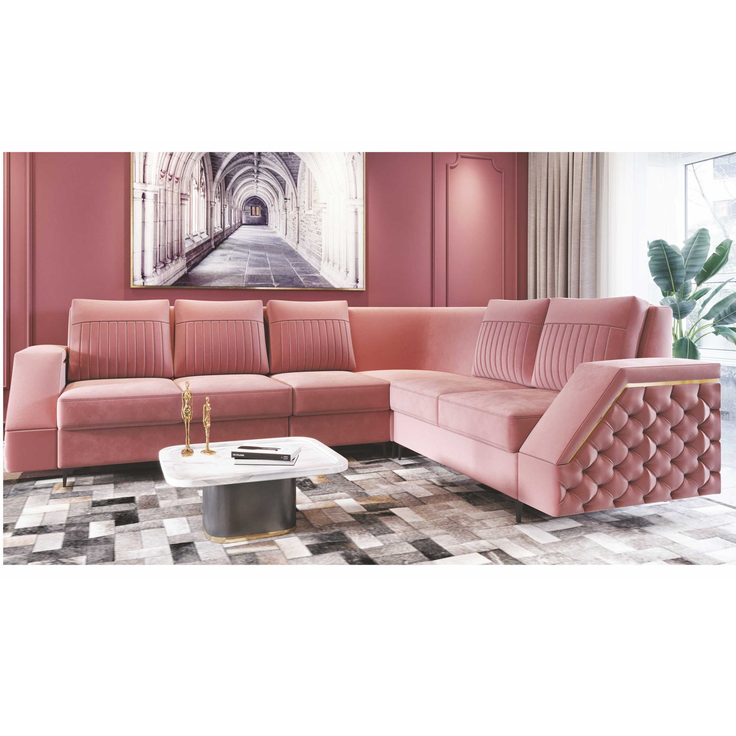 RLF Corner Sofa Set C-01 In Peach Colour